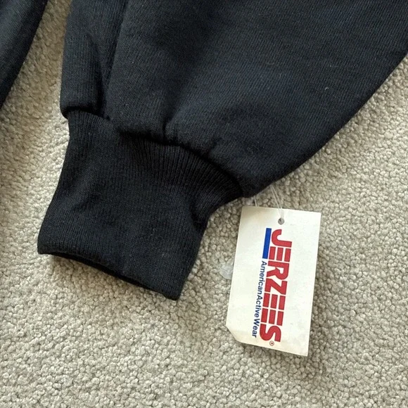 Vtg 90s Men's 2XL Jerzees Black Crewneck Sweatshirt Deadstock Blank NWTs USA - Picture 5 of 8